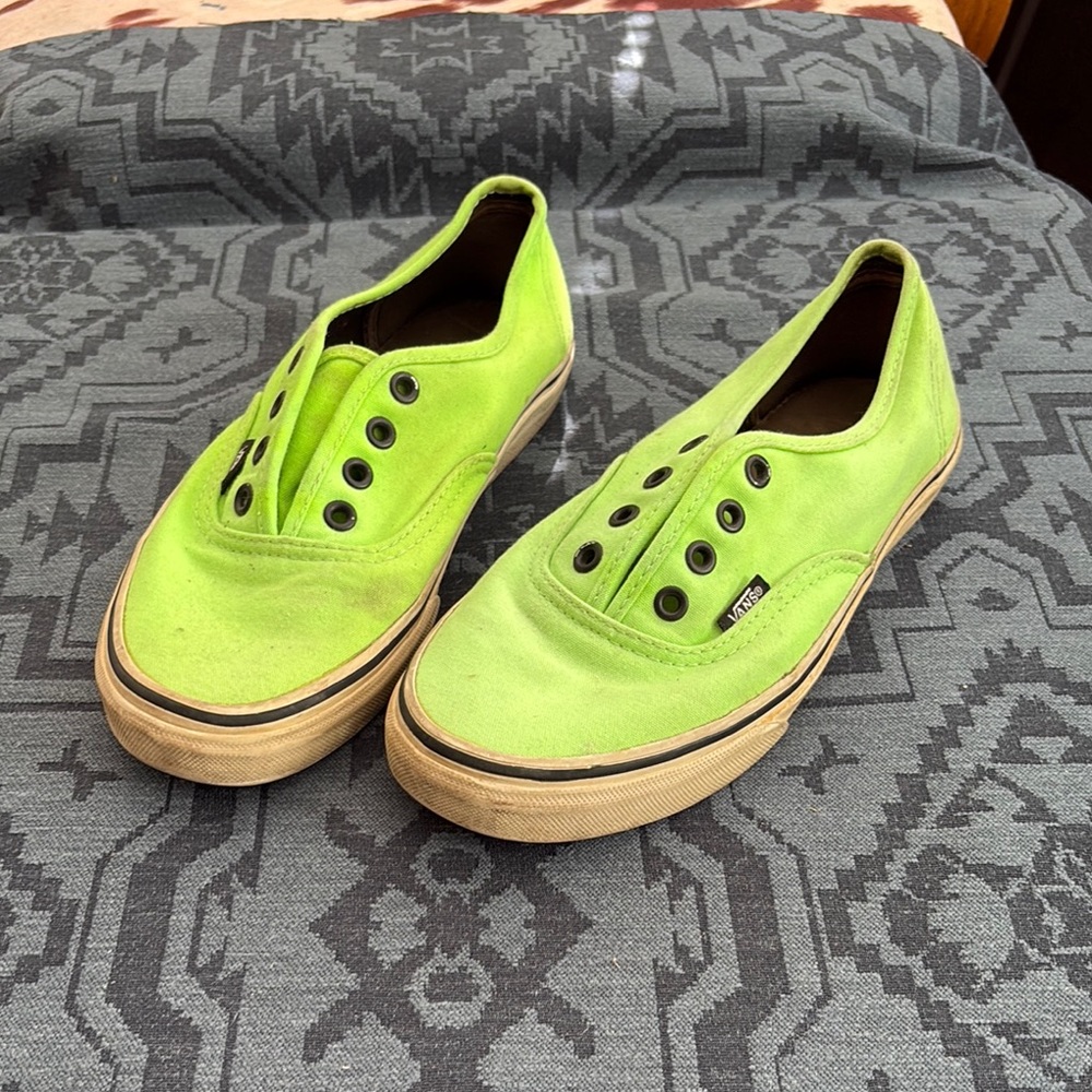 Vans Bright Green Canvas Slip-Ons